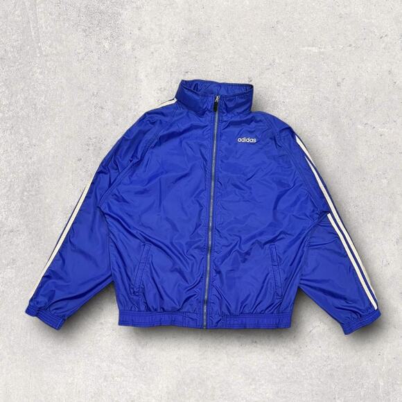 ★ Adidas Vintage Blue Track Jacket w/ White Stripes ★ - Picture 2 of 7